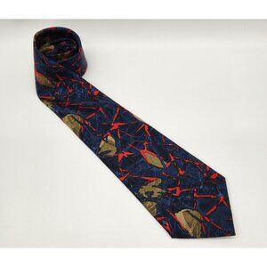 Duomo Milano Tie Black Red‎ Blue Gold Abstract Men's Neck Tie EUC